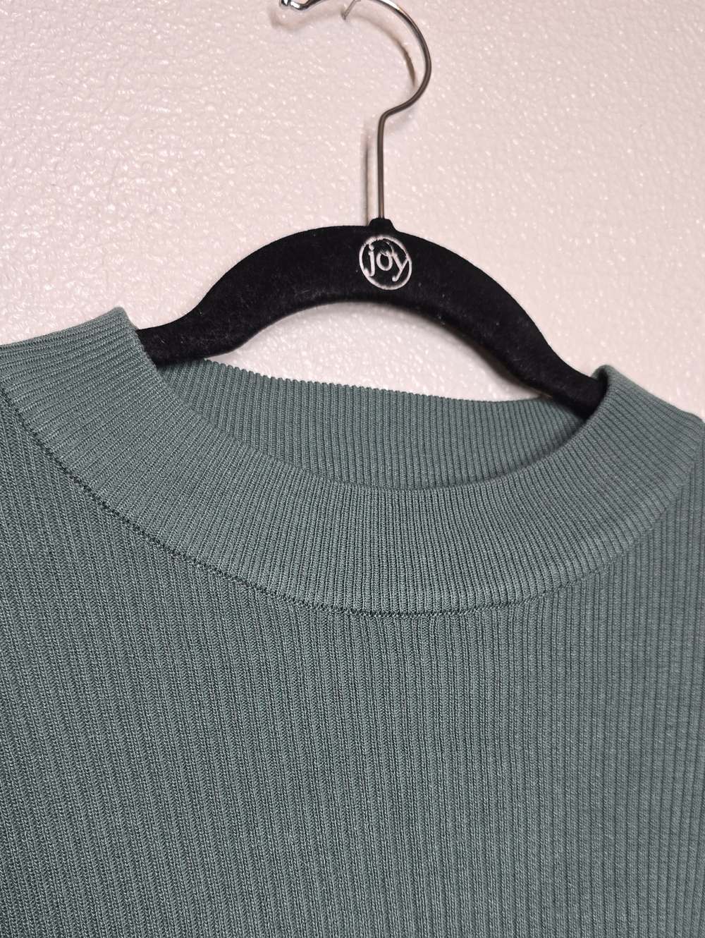 Boxy Ribbed Crewneck Sweater - Green - Picture 3 of 7